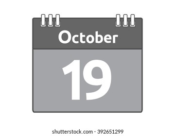 Calendar icon flat on white background. October 19