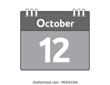 Calendar icon flat on white background. October 12