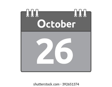 Calendar icon flat on white background. October 26