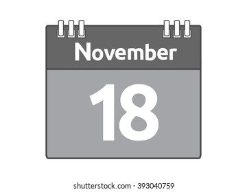 Calendar icon flat on white background. November 18