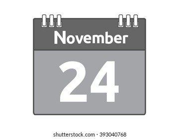 Calendar icon flat on white background. November 24
