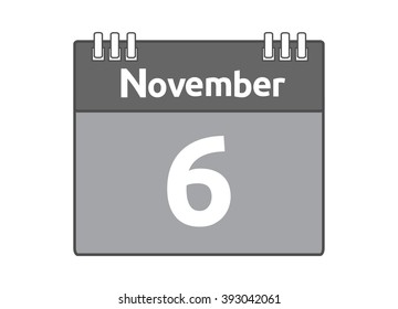 Calendar icon flat on white background. November 6