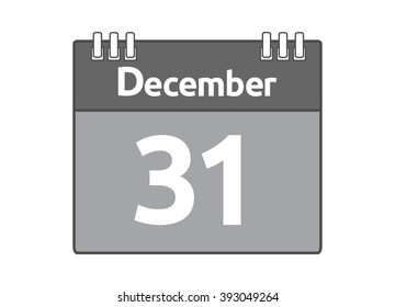 Calendar icon flat on white background. December 31