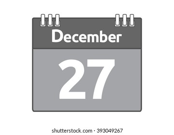 Calendar icon flat on white background. December 27