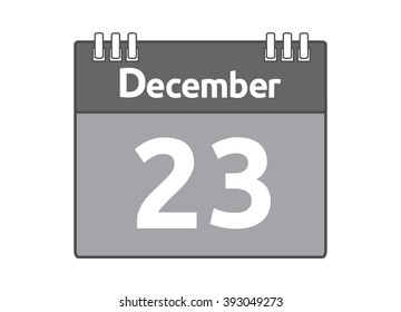 Calendar icon flat on white background. December 23