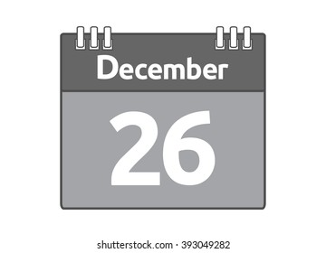 Calendar icon flat on white background. December 26