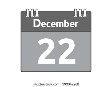 Calendar icon flat on white background. December 22