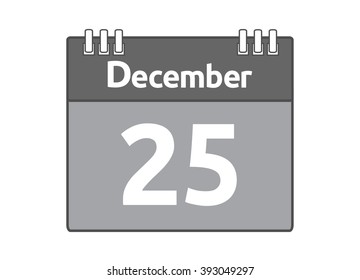 Calendar icon flat on white background. December 25