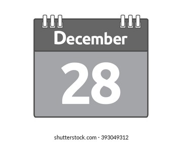 Calendar icon flat on white background. December 28