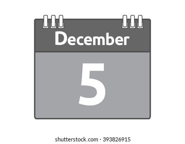 Calendar icon flat on white background. December 5
