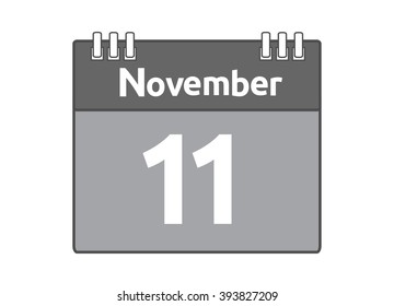 Calendar icon flat on white background. November 11