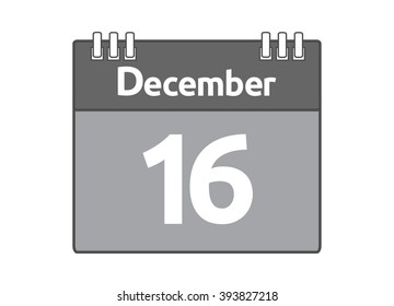 Calendar icon flat on white background. December 16