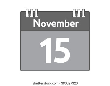 Calendar icon flat on white background. November 15