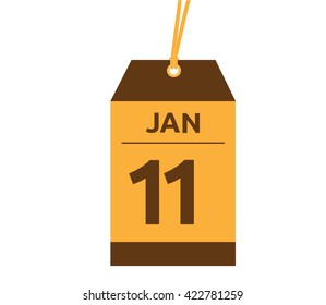 Calendar icon flat on white background. January 11