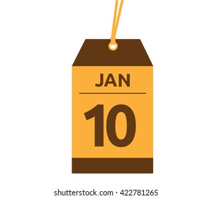 Calendar icon flat on white background. January 10