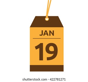 Calendar icon flat on white background. January 19