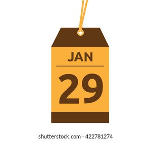 Calendar icon flat on white background. January 29