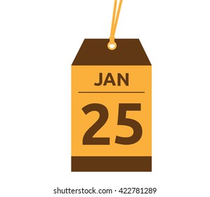 Calendar icon flat on white background. January 26