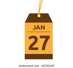 Calendar icon flat on white background. January 27