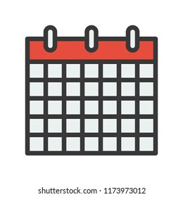 calendar icon, flat with outline design vector pixel perfect