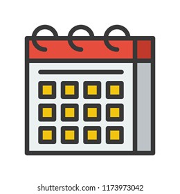 calendar icon, flat with outline design vector pixel perfect