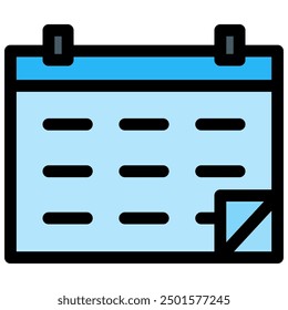 Icono de calendario con estilo de contorno plano