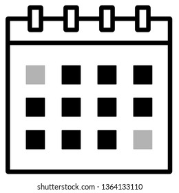 Calendar icon, flat simple design for web site or mobile app user interface