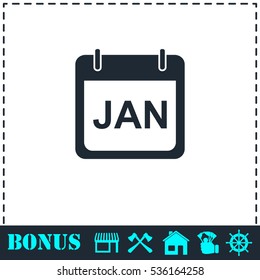 Calendar icon flat. Simple vector symbol and bonus icon