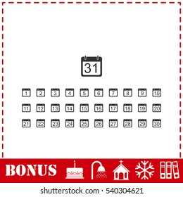 Calendar icon flat. Simple vector symbol and bonus icon