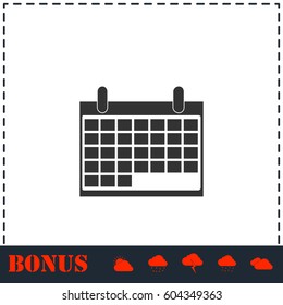 Calendar icon flat. Simple vector symbol and bonus icon