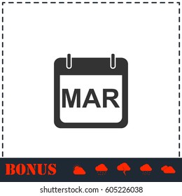 Calendar icon flat. Simple vector symbol and bonus icon