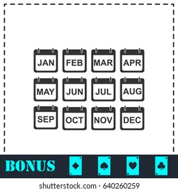 Calendar icon flat. Simple vector symbol and bonus icon