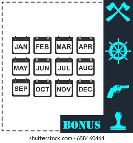 Calendar icon flat. Simple vector symbol and bonus icon