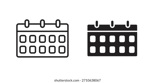 Icono de calendario. Colección de estilo plano y de trazo. símbolo simple