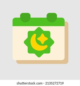 Calendar icon in flat style about ramadan, use for website mobile app presentation
