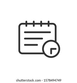 Calendar icon in flat style. Agenda vector illustration on white isolated background. Schedule planner business concept.