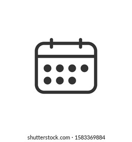Calendar icon in flat style. Agenda vector illustration on white isolated background. Schedule planner business concept.