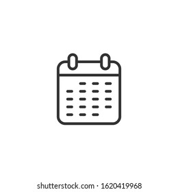 Calendar icon in flat style. Agenda vector illustration on white isolated background. Schedule planner business concept.
