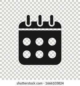 Calendar icon in flat style. Agenda vector illustration on white isolated background. Schedule planner business concept.