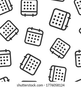 Calendar icon in flat style. Agenda vector illustration on white isolated background. Schedule planner seamless pattern business concept.