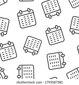 Calendar icon in flat style. Agenda vector illustration on white isolated background. Schedule planner seamless pattern business concept.