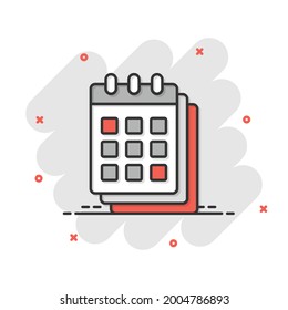 Calendar icon in flat style. Agenda vector illustration on white isolated background. Schedule planner business concept.