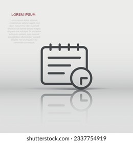 Calendar icon in flat style. Agenda vector illustration on white isolated background. Schedule planner business concept.