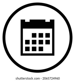 calendar Icon. Flat style Circle Shape isolated on white background. Vector illustration