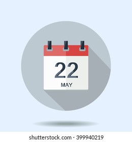 Calendar icon in flat style with the date may 22th