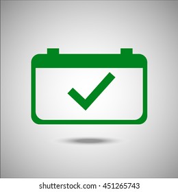 Calendar icon. Flat style. Grey background. Symbol for web design and mobile. Vector illustration.