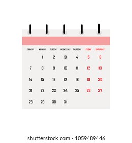calendar icon in flat style isolated vector illustration on white transparent background