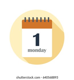 Calendar icon in flat style on circle for web, infographics and creative design