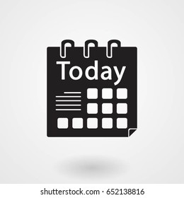 Calendar icon flat style vector isolated on grey background