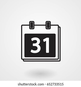Calendar icon flat style vector isolated on grey background